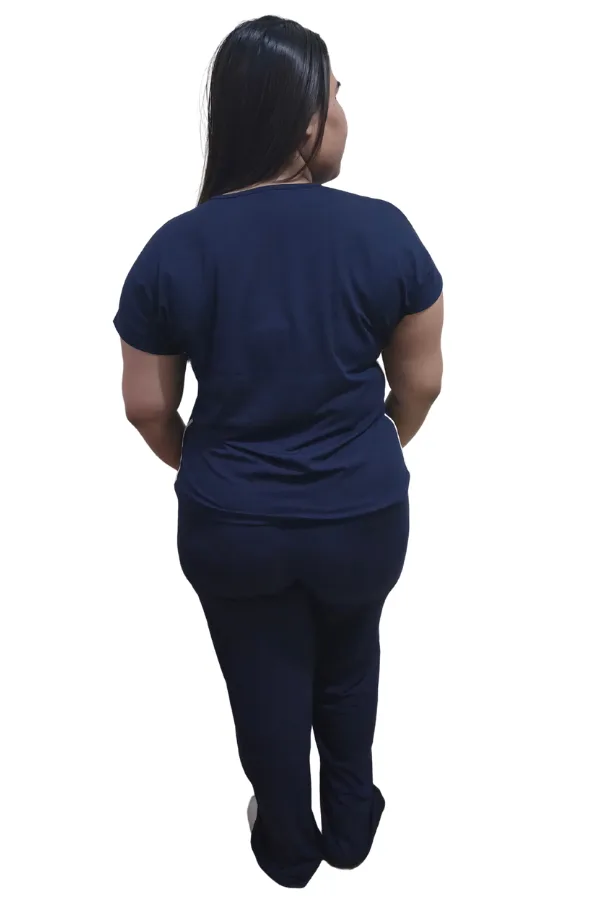Conjunto Feminino Premium em Viscolycra Liz azul-marinho GG COSTAS
