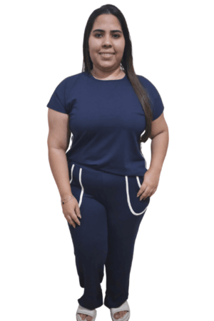 Conjunto Feminino Premium em Viscolycra Liz azul-marinho GG FRENTE