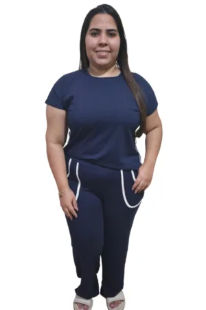 Conjunto Feminino Premium em Viscolycra Liz azul-marinho GG FRENTE