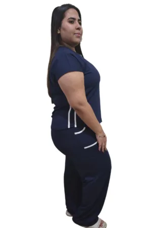 Conjunto Feminino Premium em Viscolycra Liz azul-marinho GG LATERAL