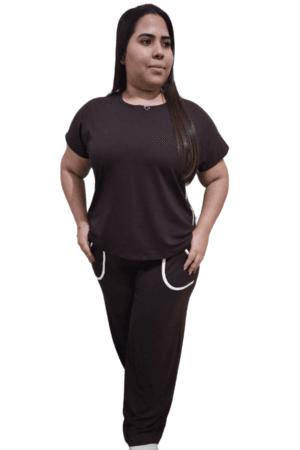 Conjunto Feminino Premium em Viscolycra Liz marrom GG FRENTE