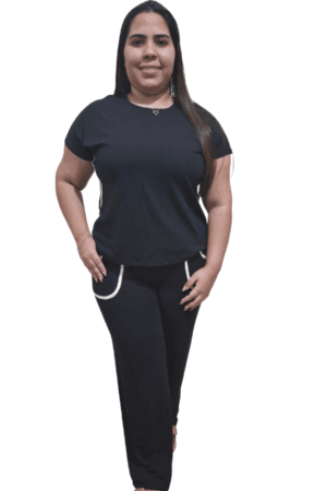 Conjunto Feminino Premium em Viscolycra Liz preto GG FRENTE