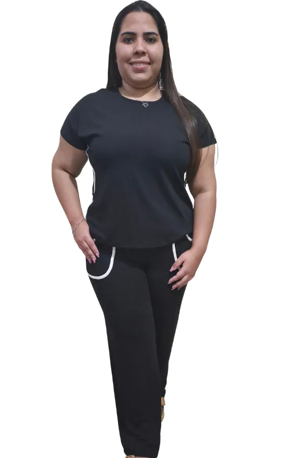 Conjunto Feminino Premium em Viscolycra Liz preto GG FRENTE