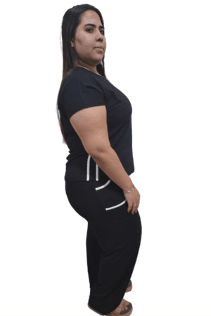 Conjunto Feminino Premium em Viscolycra Liz preto GG LATERAL
