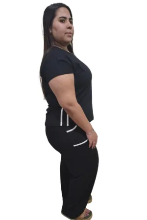 Conjunto Feminino Premium em Viscolycra Liz preto GG LATERAL