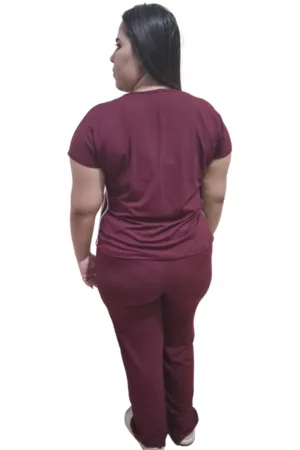 Conjunto Feminino Premium em Viscolycra Liz vinho GG COSTAS