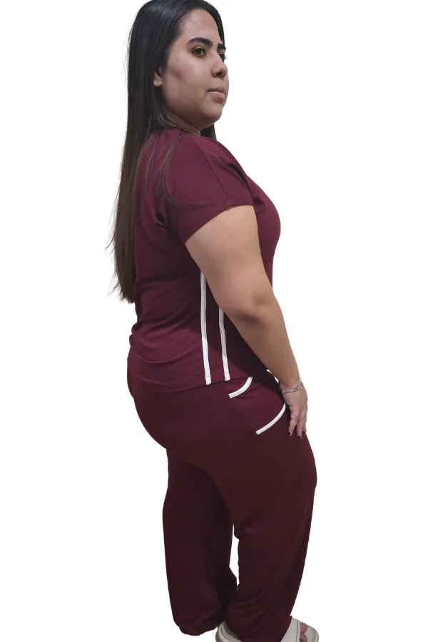 Conjunto Feminino Premium em Viscolycra Liz vinho GG LATERAL