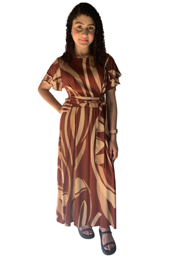 Vestido Aurora Longo Terracota