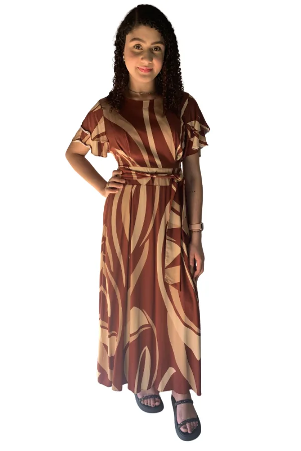 Vestido Longo Terracota Aurora frente
