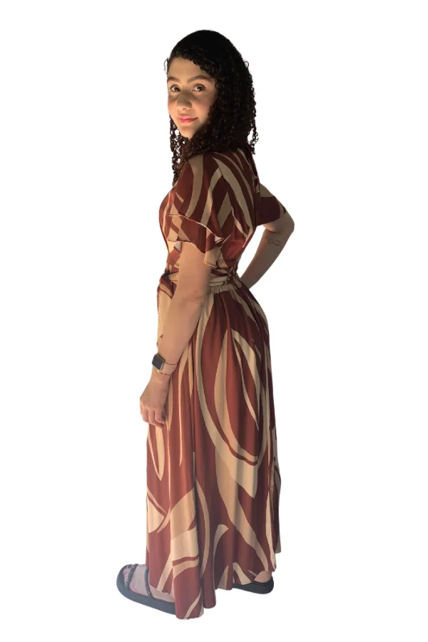 Vestido Longo Terracota Aurora lateral