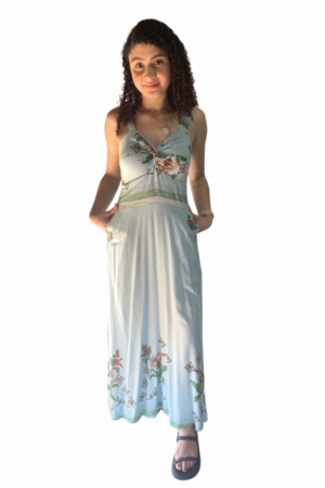 Vestido Longo Floral Celina azul floral frente
