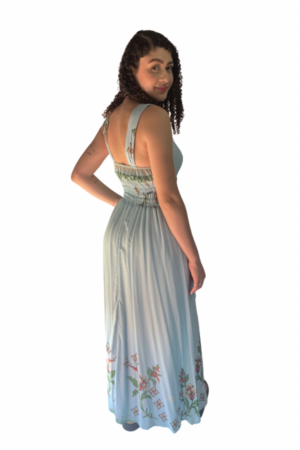 Vestido Longo Floral Celina azul floral lateral