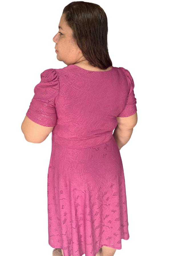 Vestido Godê Roxo Helena lateral