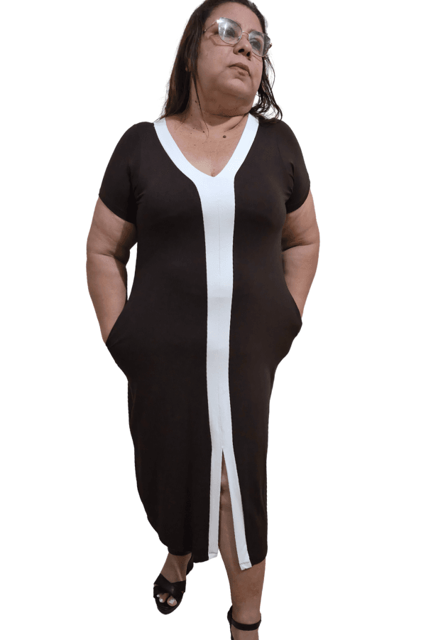 Vestido Camila Longo Bicolor em Moletinho