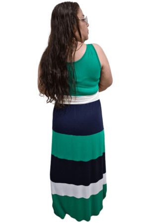 Vestido Longo Bicolor em Viscolycra Maya verde GG COSTAS