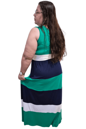 Vestido Longo Bicolor em Viscolycra Maya verde LATERAL