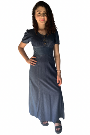 Vestido Longo Jeans Isadora frente