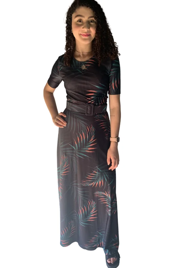 Vestido Longo Tropical Lorena frente