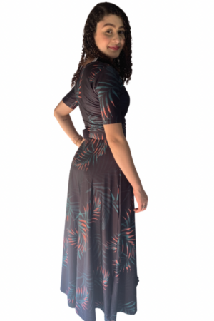 Vestido Longo Tropical Lorena vista lateral