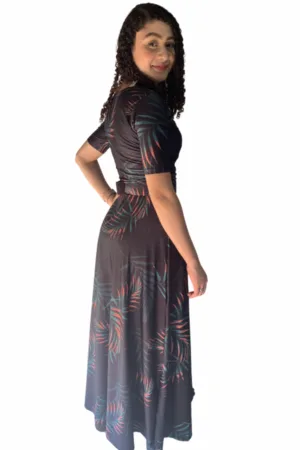 Vestido Longo Tropical Lorena vista lateral