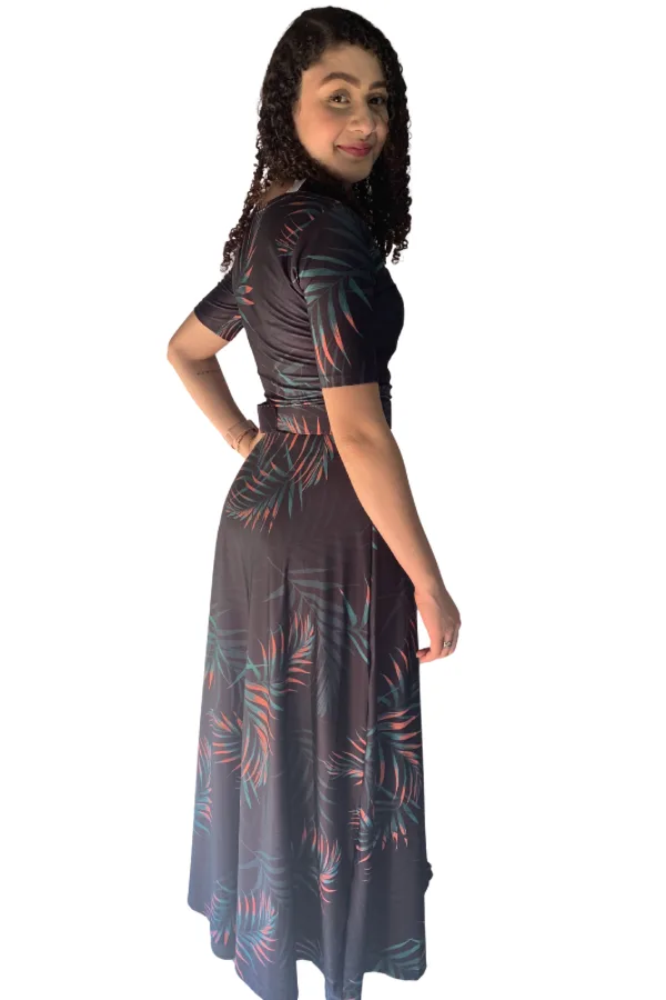 Vestido Longo Tropical Lorena vista lateral