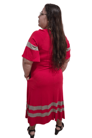 Vestido Midi em Moletinho Vermelho Esther G1 costas