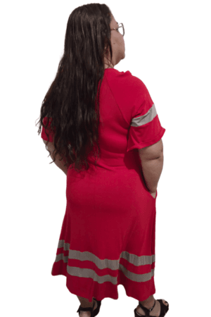 Vestido Midi em Moletinho Vermelho Esther G1 detalhe traseiro