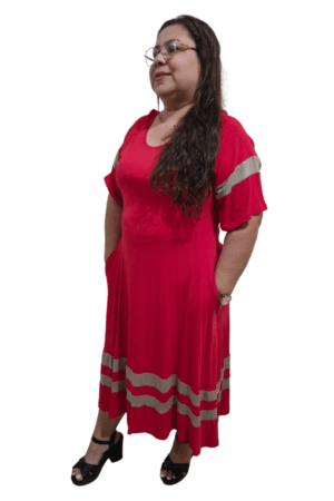 Vestido Midi em Moletinho Vermelho Esther G1 frente