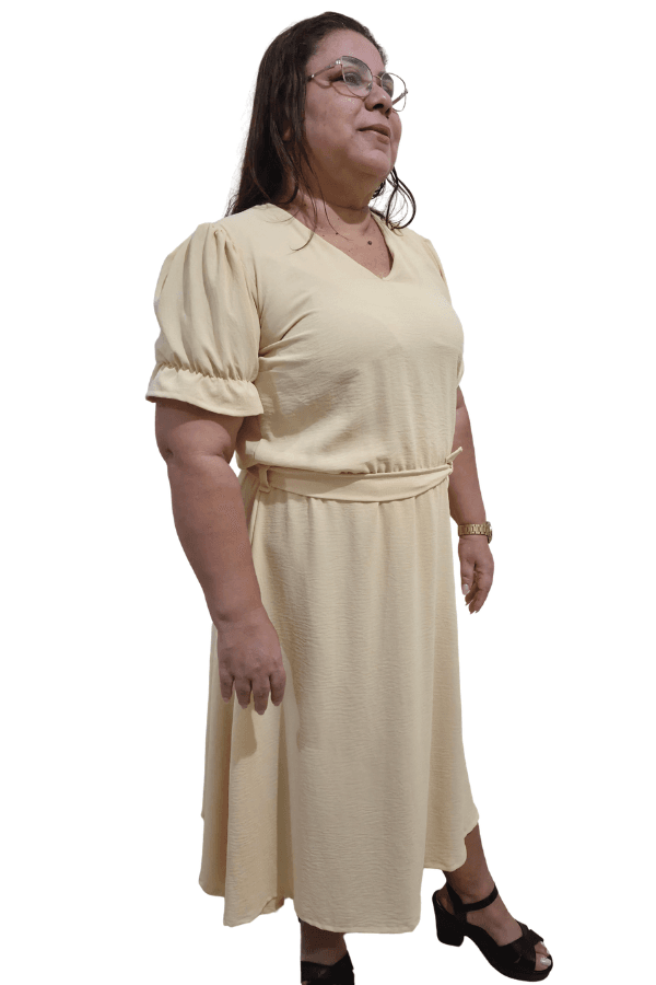 Vestido Maite Midi em Tecido Duna com Elastano